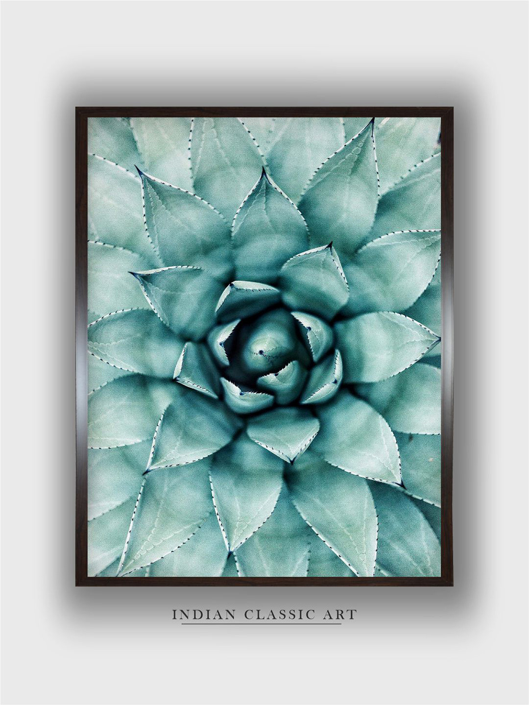 INDIAN CLASSIC ART Green Succulent Botanical Printed Framed Wall Art