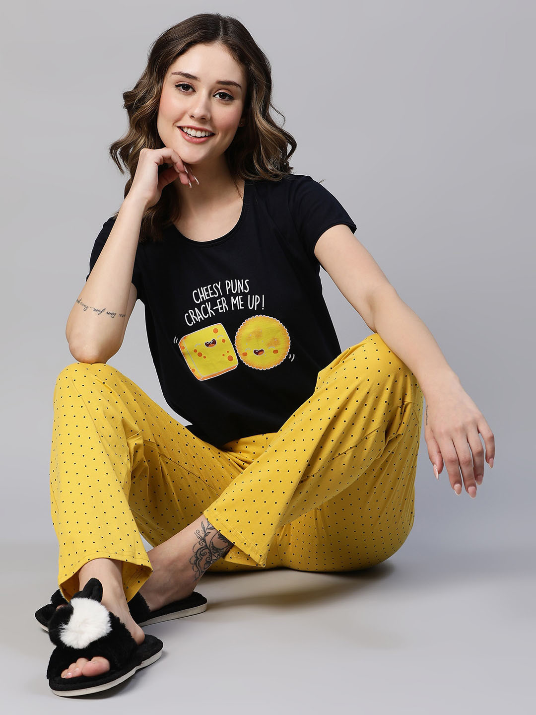 AV2 Typography Printed Pure Cotton Night suit