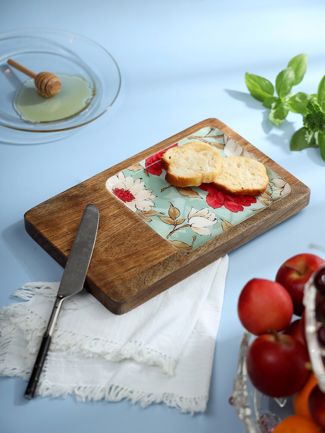 DULI Brown & Blue Printed Serving Trays