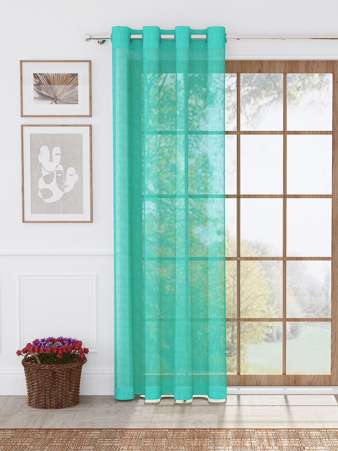 Story@home Serene Green Sheer Door Curtain