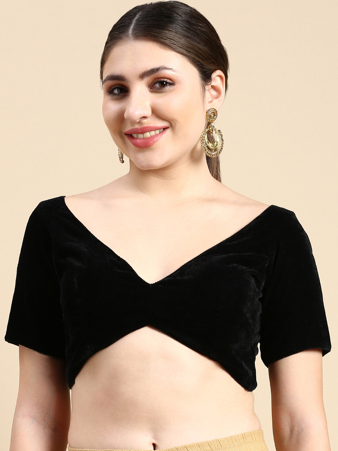 flaher Velvet Readymade Padded Blouse