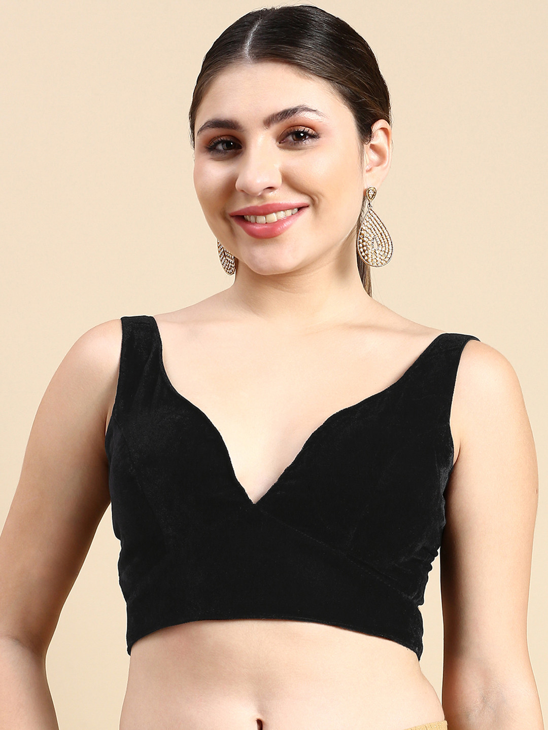 flaher Velvet Readymade Padded Blouse