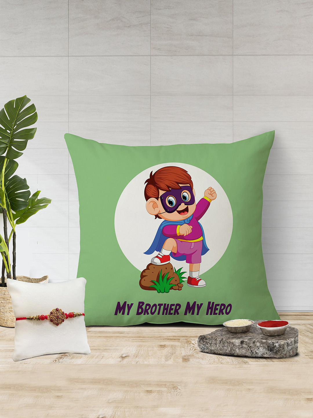 The Purple Tree Miss Unisex Rakhi With Printed Cushion & Roli Chawal