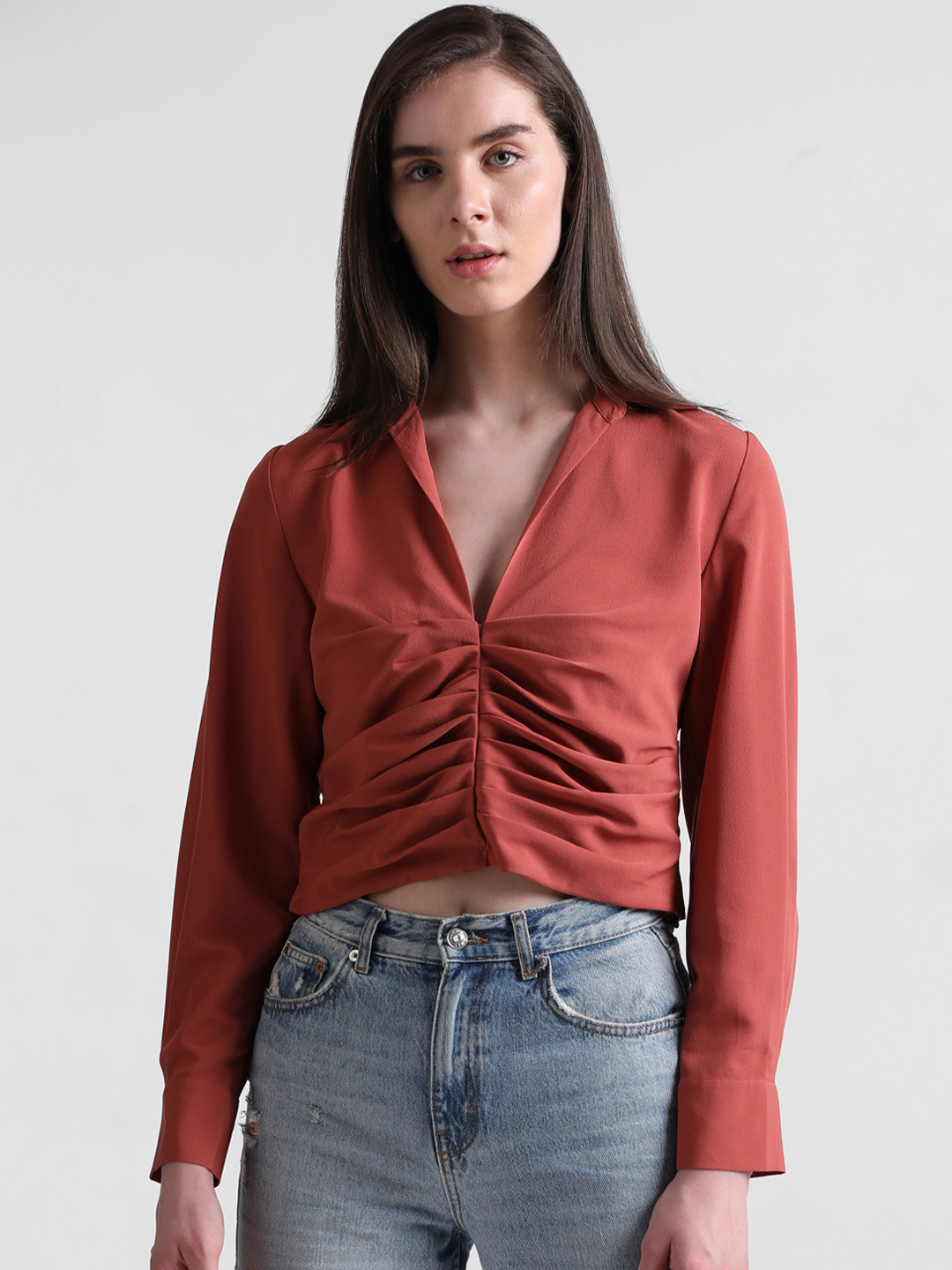 ONLY Onllegacy rep L/S Shirt Collar Long Cuffed Sleeves Gathered Shirt Style Top