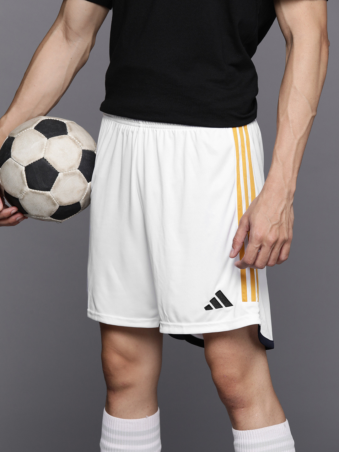 ADIDAS Men Real Madrid 23/24 Aeroready 3-Striped Embroidered Detail Football Shorts