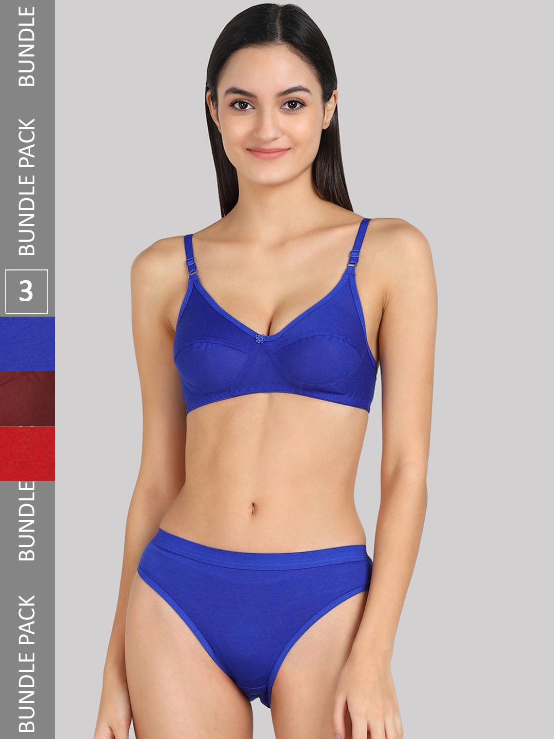 PIBU Pack Of 3 Mid-Rise Cotton Lingerie Set F_A-Ruchii-Set_Red,Blue,Maroon_30