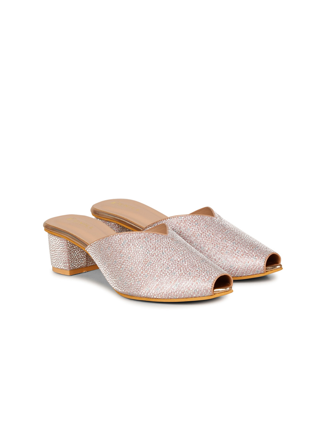 Denill Pointed Toe Embellished Block Peep Toes