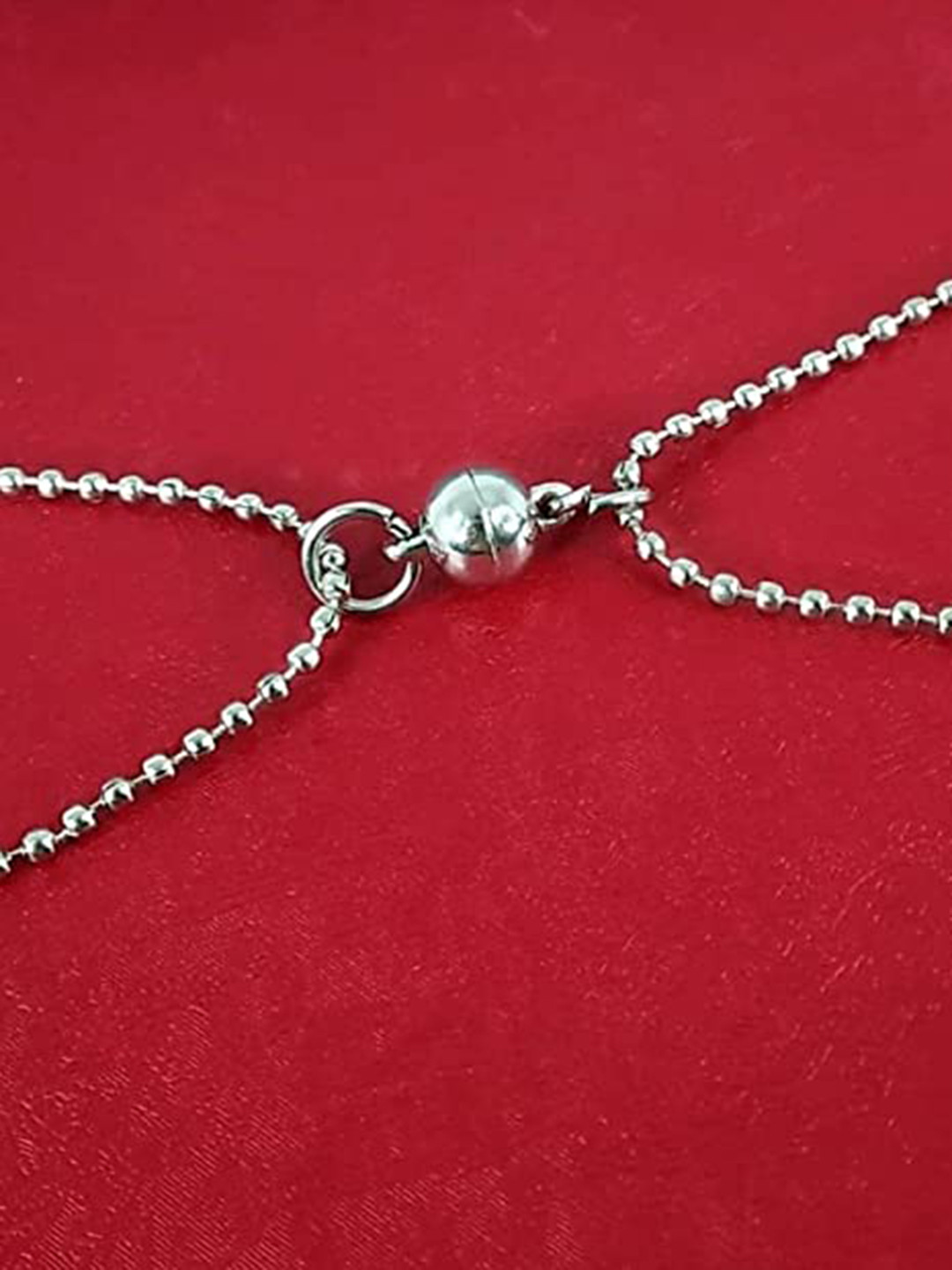 MEENAZ Couples magnetic Set Of 2 Silver-Plated Pendant