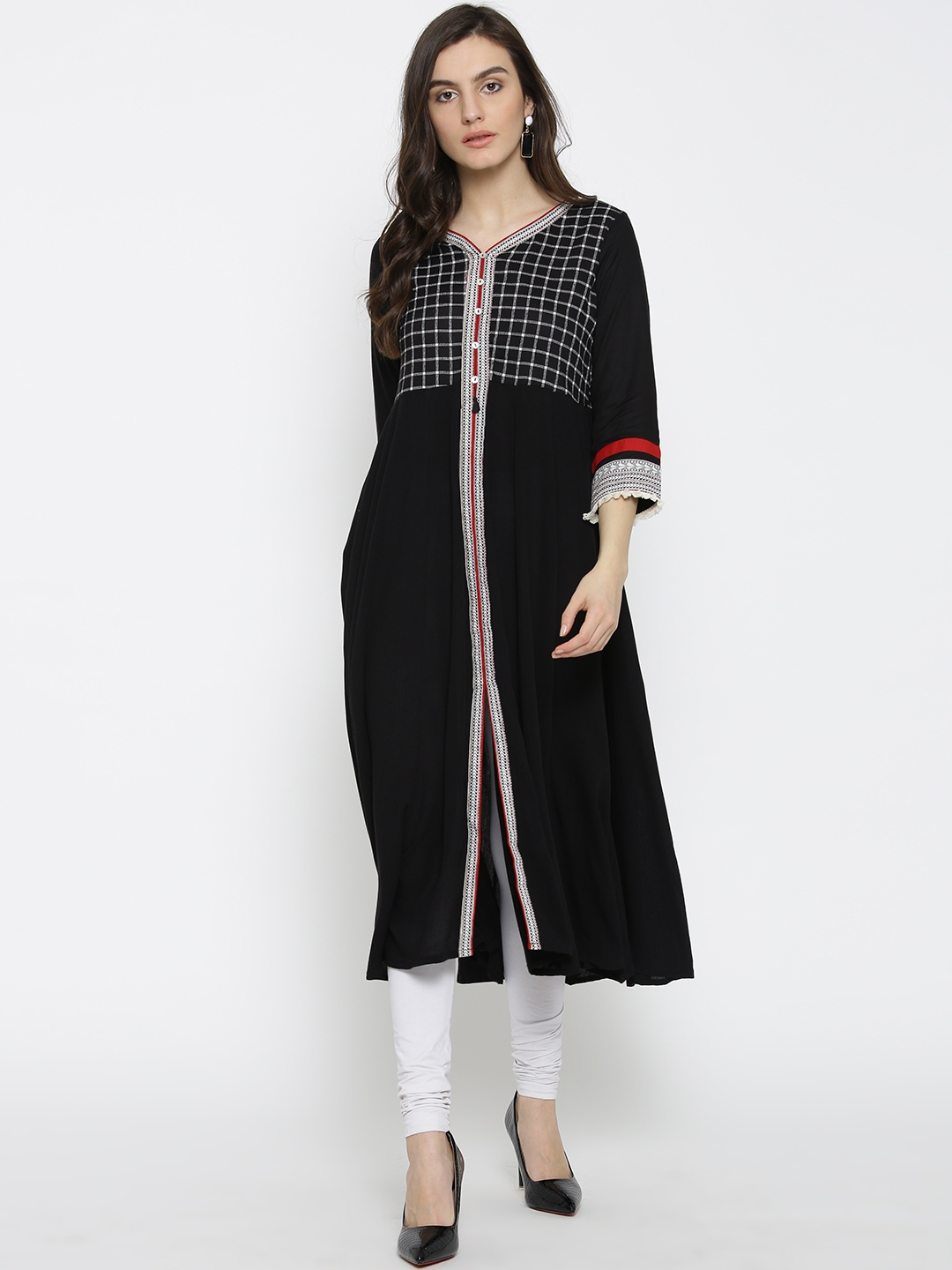 Buy Rangriti Women Black Solid A Line Kurta - Kurtas for Women