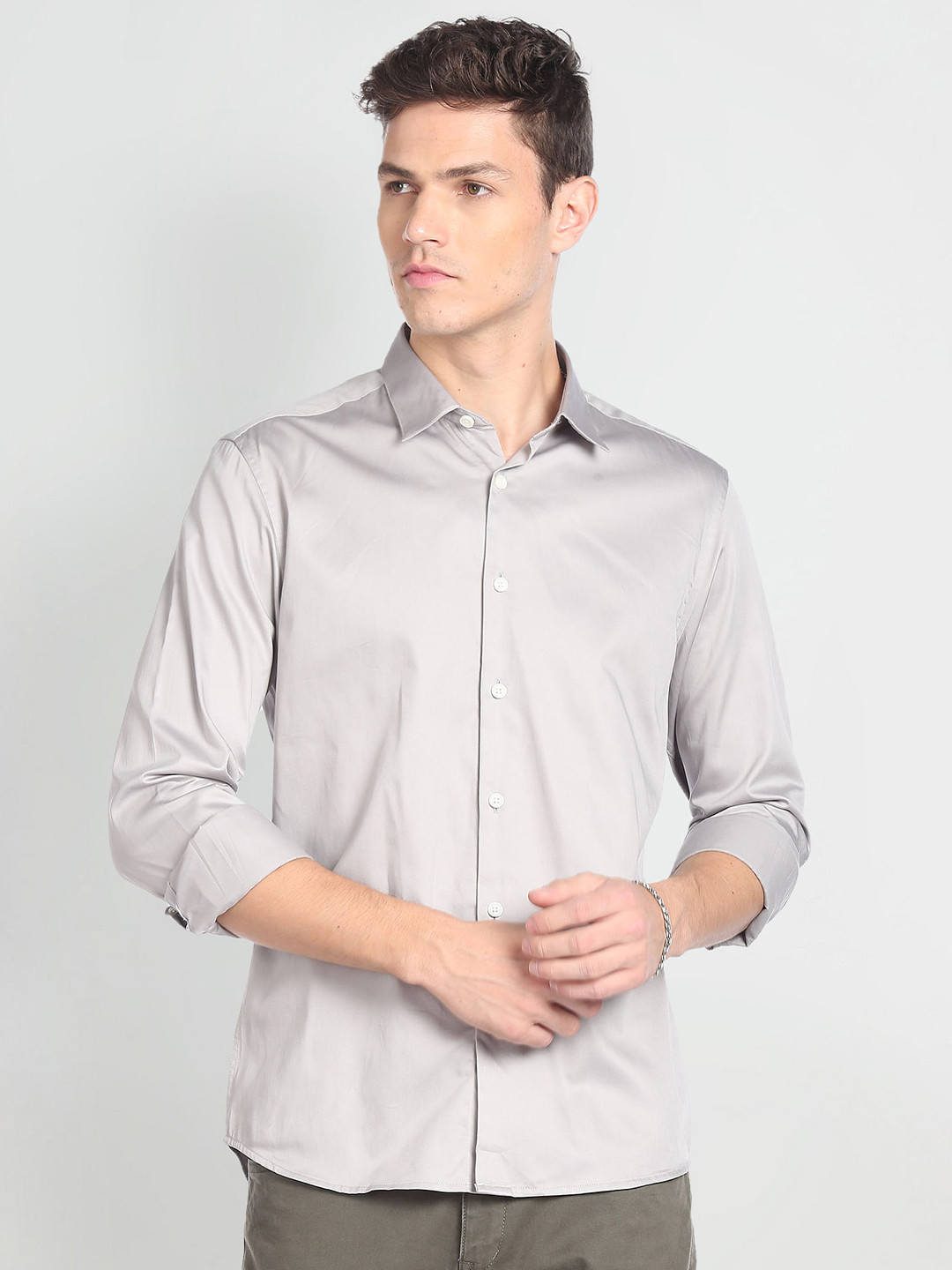 Flying Machine Pure Cotton Satin Casual Shirt