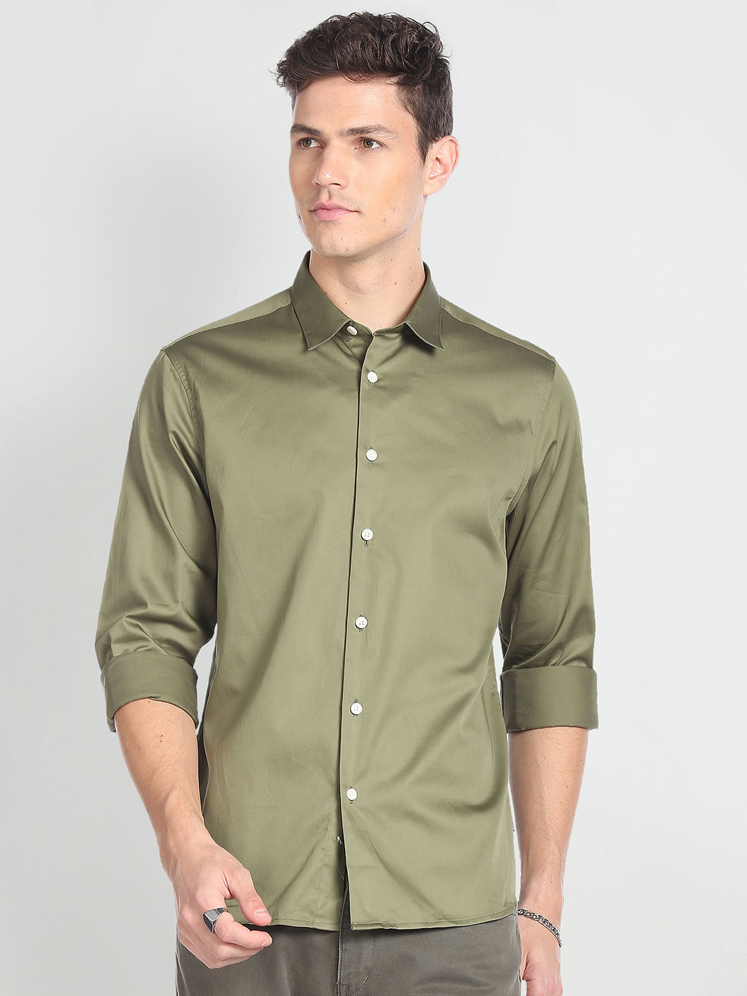 Flying Machine Pure Cotton Satin Casual Shirt