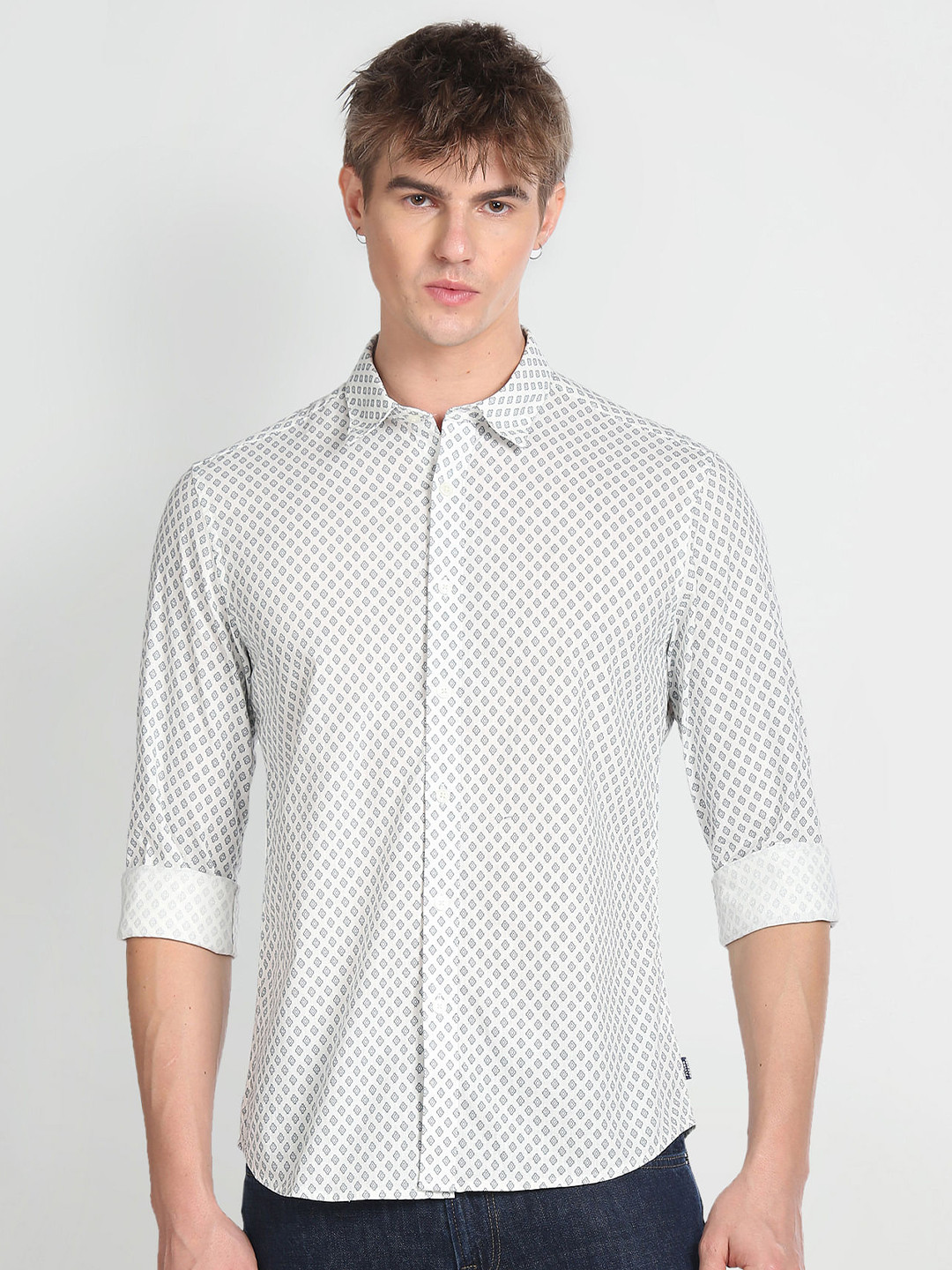 Flying Machine Conversational Printed Pure Cotton Casual Shirt