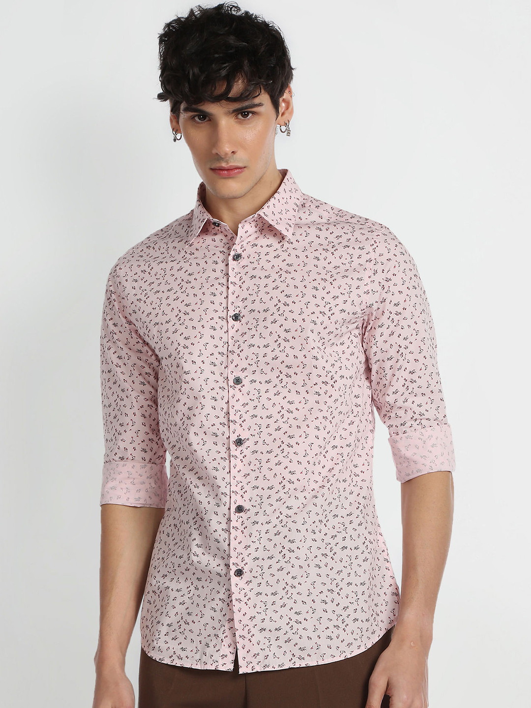 Flying Machine Slim Fit Micro Ditsy Printed Pure Cotton Casual Shirt