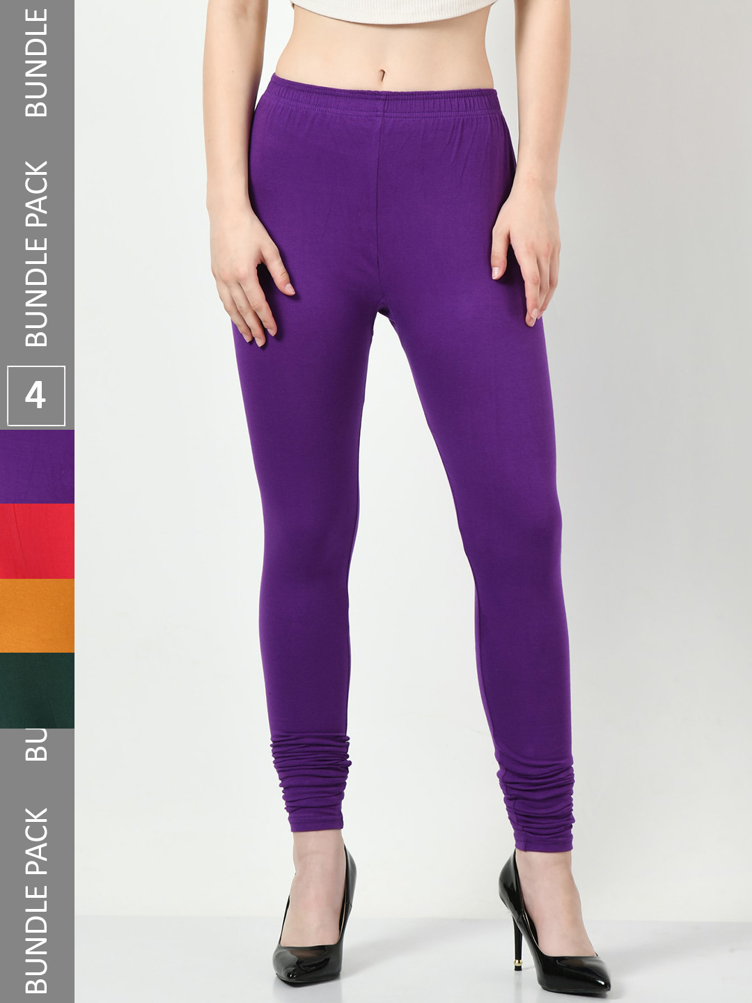 BAESD Women Pack Of 4 Slim-Fit Churidar-Length Soft Cotton Leggings