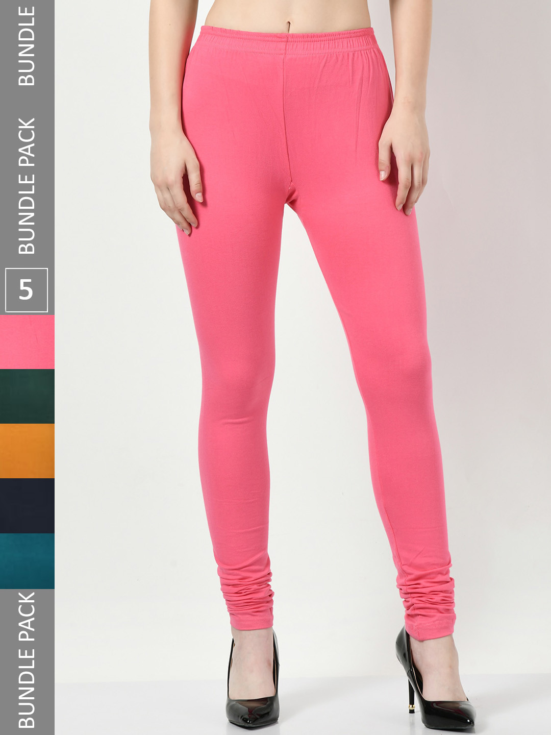 BAESD Pack Of 5 Super Soft Churidar-Length Leggings