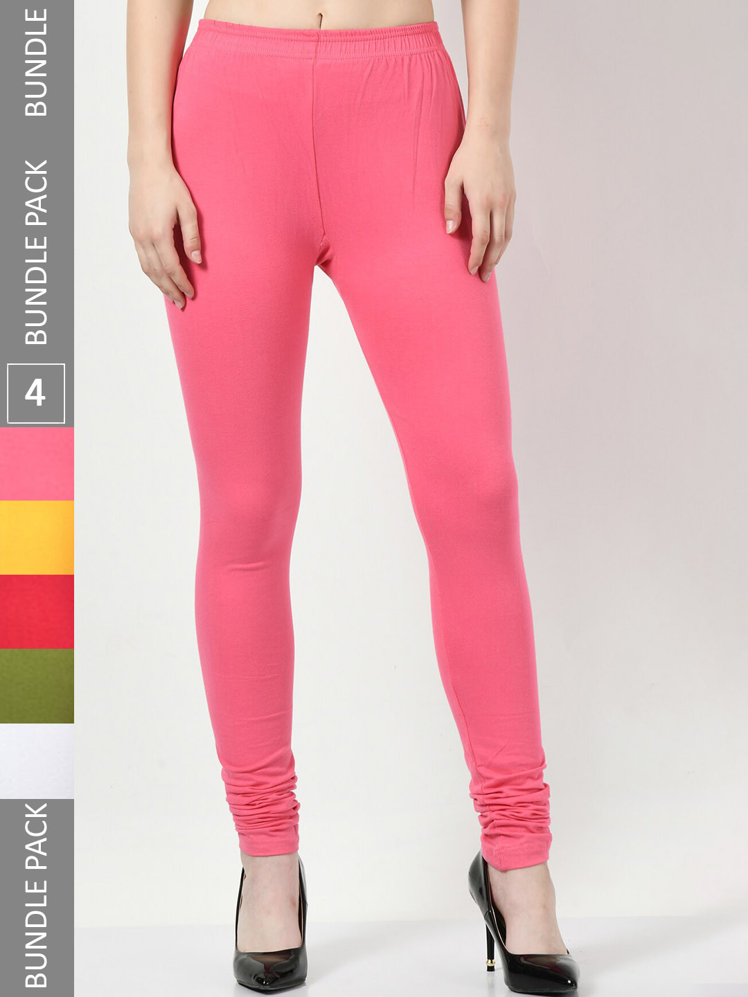 BAESD Pack Of 5 Slim-Fit Churidar-Length Soft Cotton Leggings