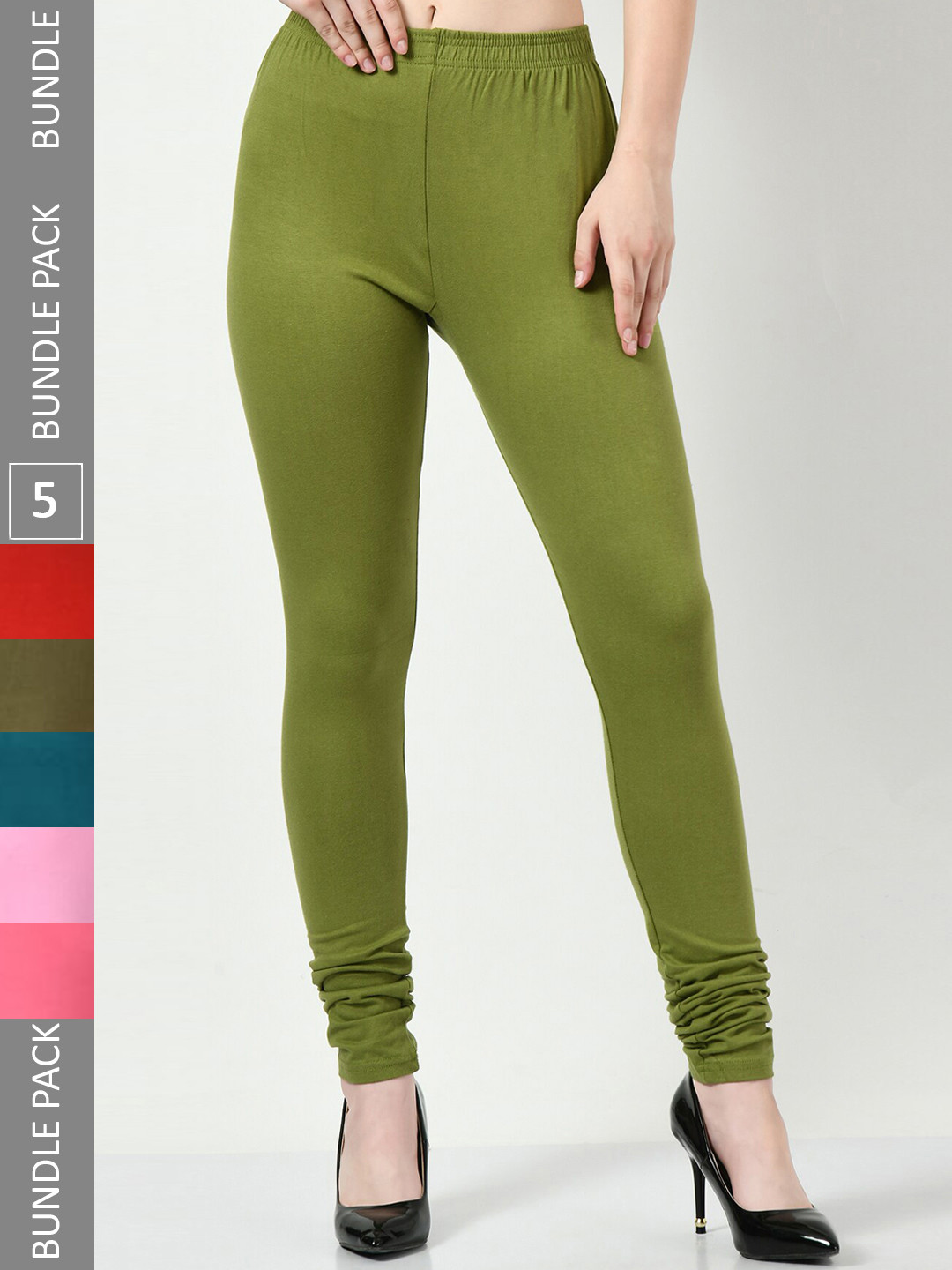 BAESD Pack Of 5 Super Soft Churidar-Length Leggings