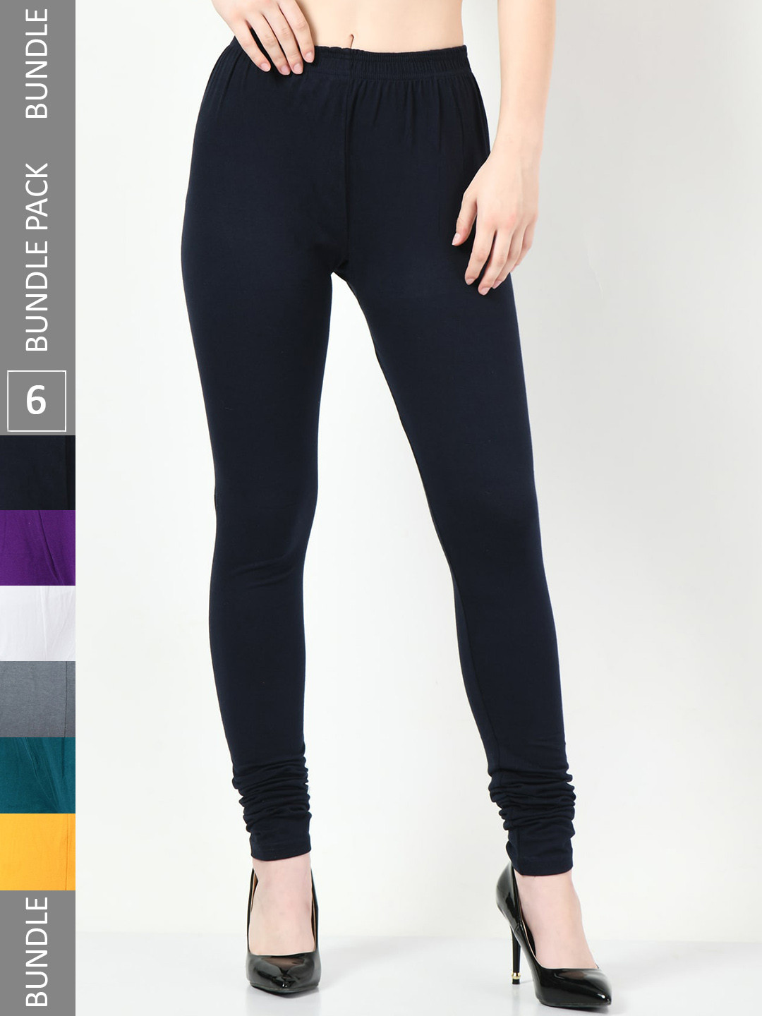 BAESD Pack of 6 Safe Skin Cotton Lycra Churidar-Length Leggings