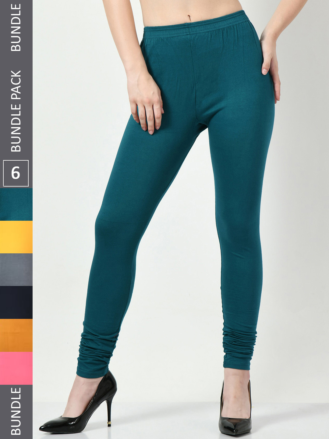 BAESD Pack Of 6 Slim-Fit Safe Skin Cotton Lycra Churidar-Length Leggings