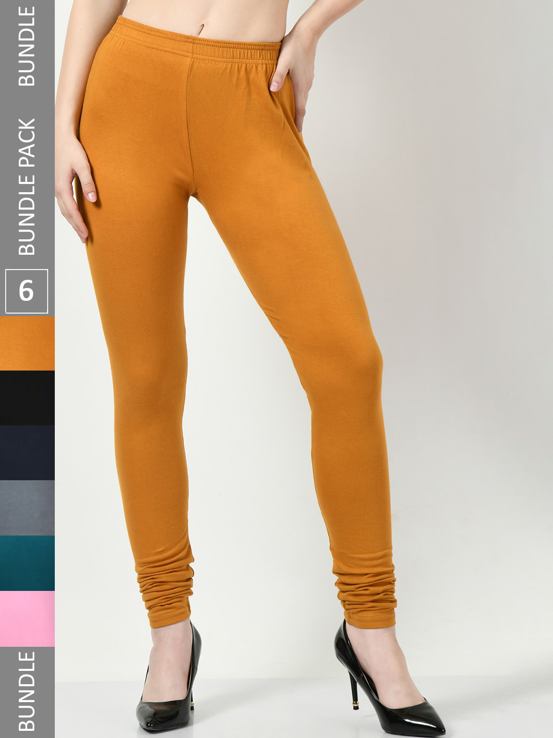 BAESD Pack Of 6 Slim-Fit Churidar Length Leggings