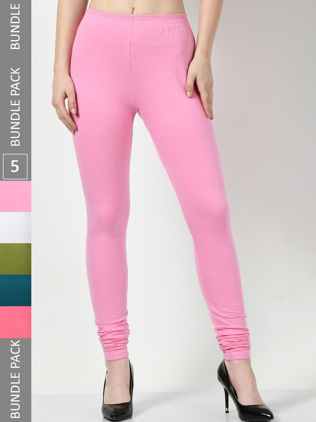 BAESD Pack Of 5 Slim-Fit Safe Skin Cotton Lycra Churidar-Length Leggings