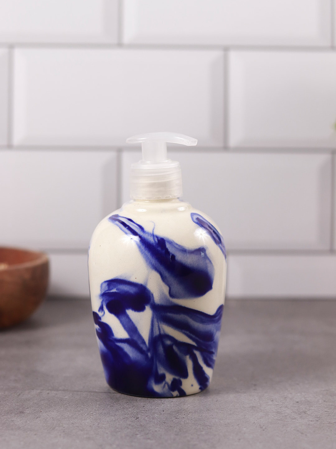 Unravel India Blue Shades of Earth Ceramic Soap Dispenser