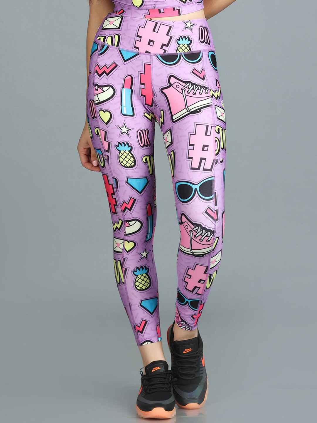 The Dance Bible Printed High Waist Ankle Length Tights