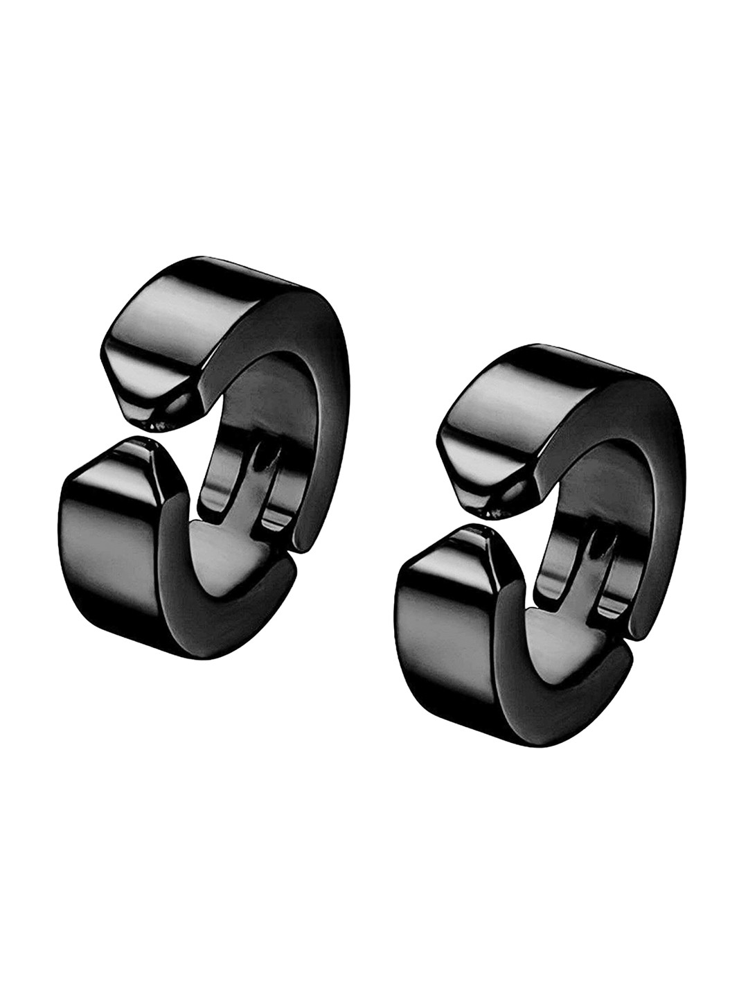 MEENAZ Men Silver-Plated Circular Hoop Earrings