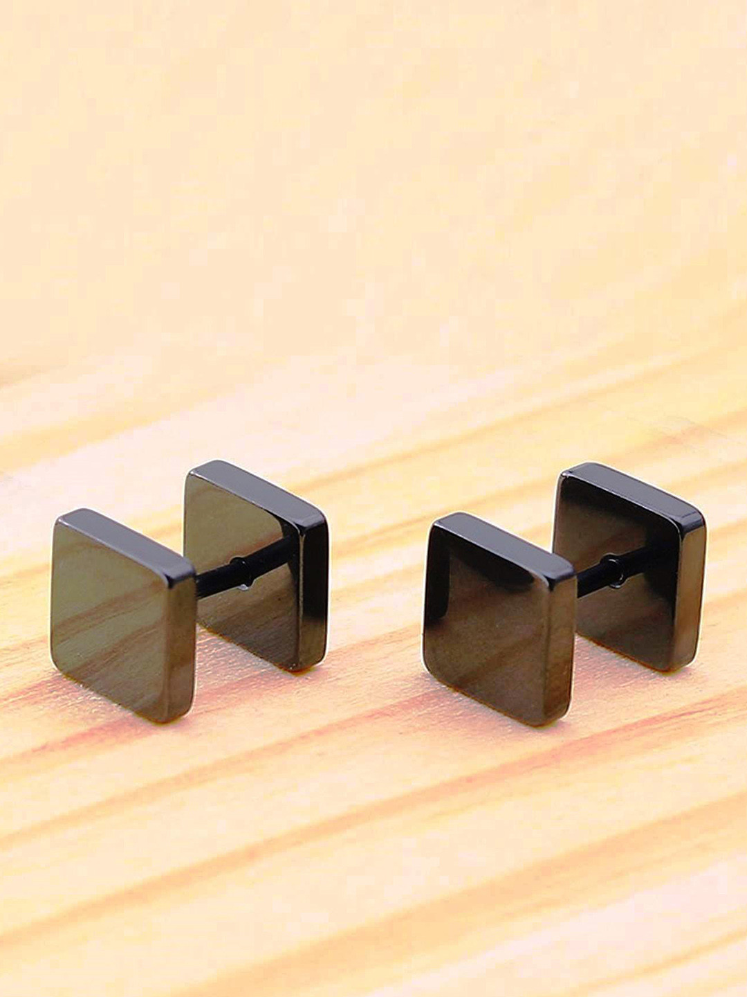 MEENAZ Men Silver-Plated Square Shaped Studs Earrings