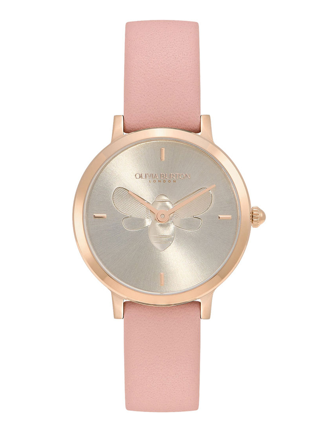 OLIVIA BURTON LONDON Women Ultra Slim Bee Leather Analogue Watch 24000018-Silver