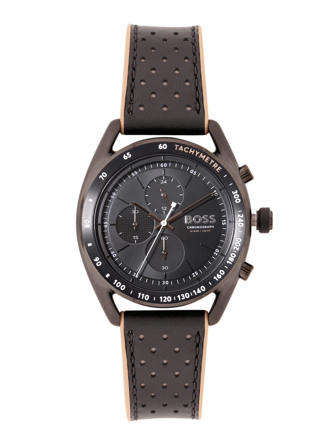 Hugo Boss Men Center Court Laser Cuts Strap Analogue Chronograph & Tachymeter Watch