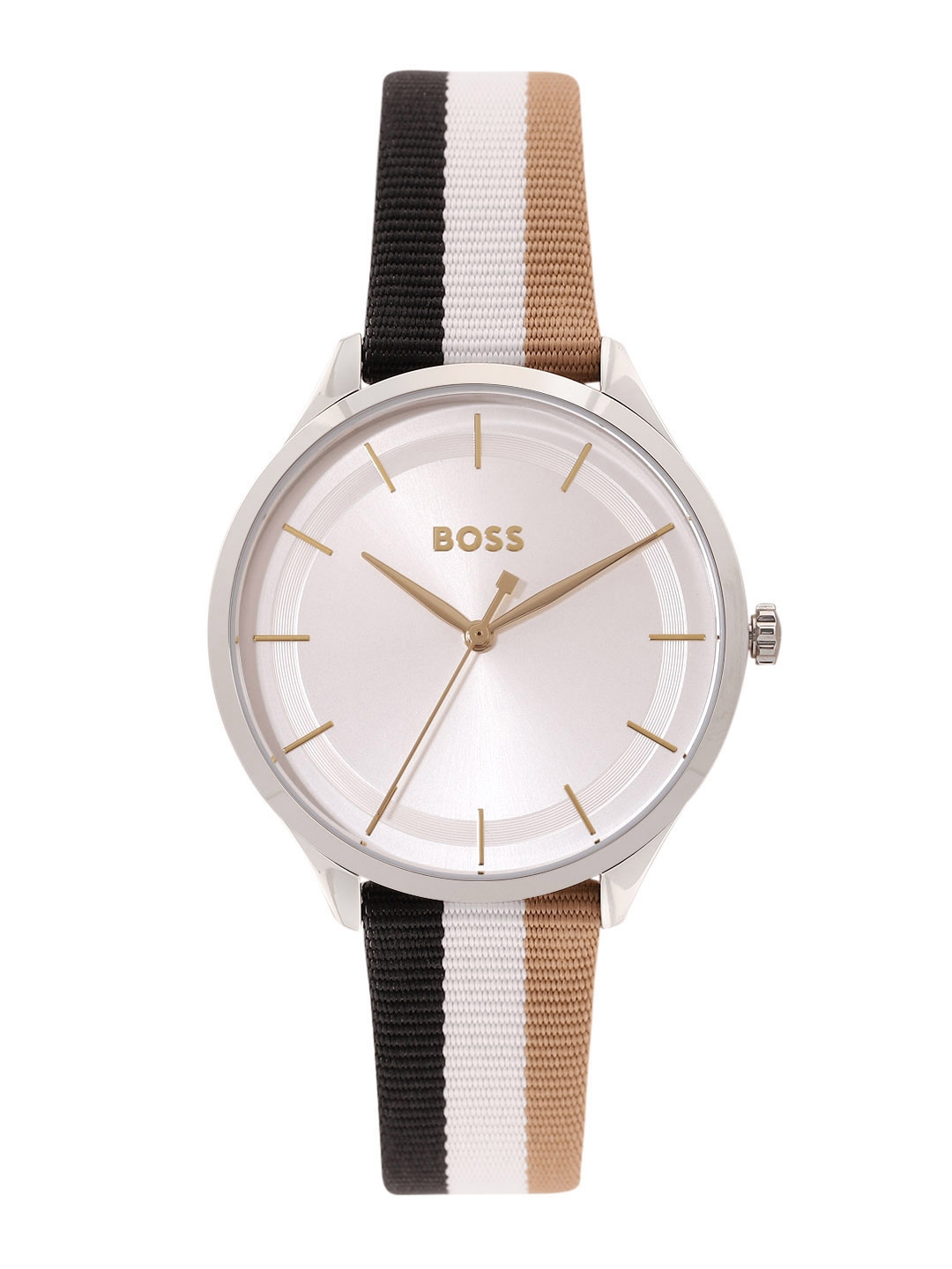 Buy Hugo Boss Women Pura Solid Dial Leather Striped Strap