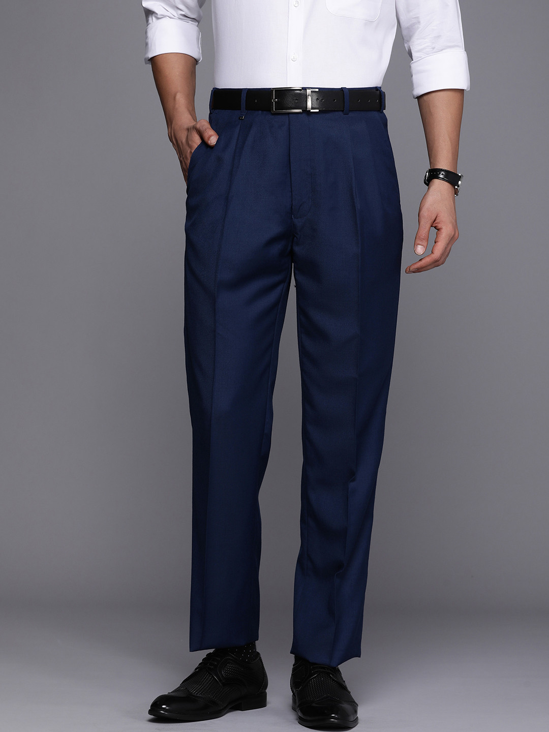 Raymond Men Wrinkle Free UV Protection Pleated Front Classic Fit Formal Trousers