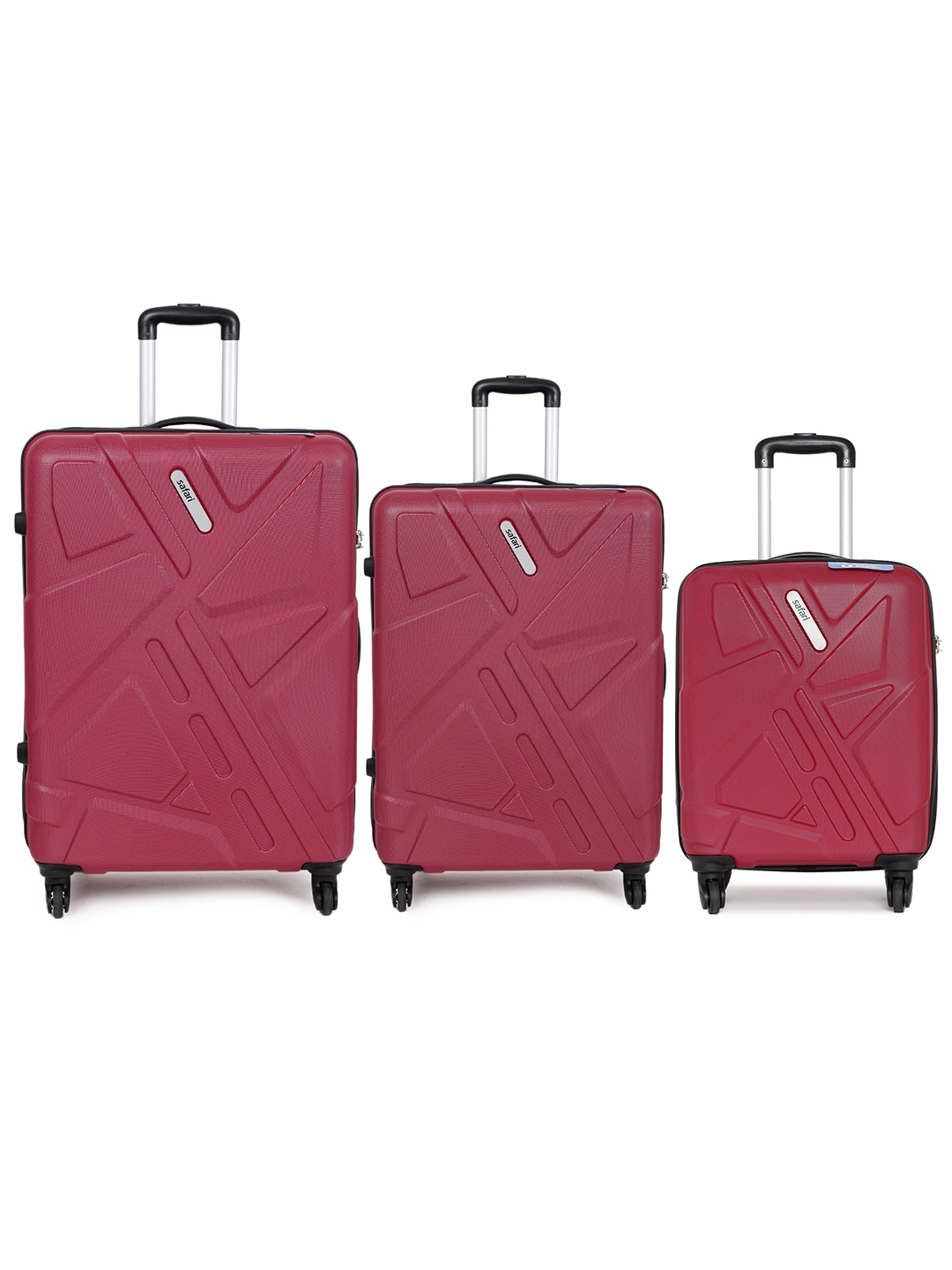 Buy Safari Unisex Set of 3 Maroon Anti Scratch Trolley Suitcases in Small Medium Large Size Trolley Bag for Unisex 2405252 Myntra