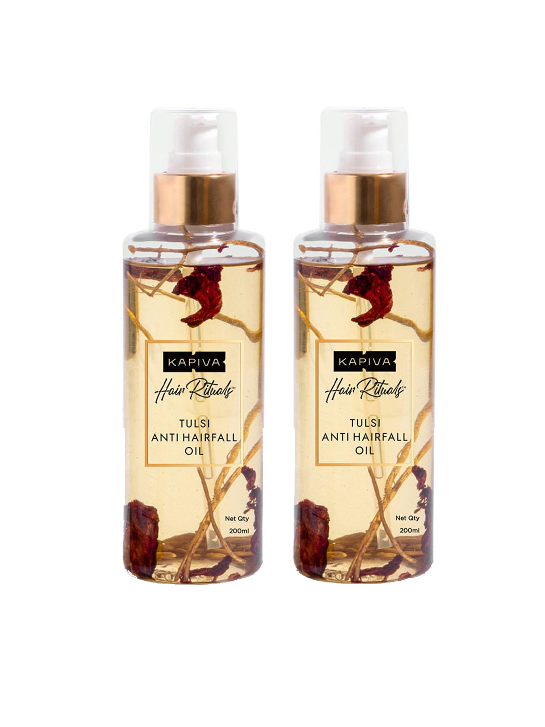 Kapiva Set Of 2 Hair Rituals Tulsi Anti-Hairfall Oil with Bhringraj & Mulethi - 200ml Each