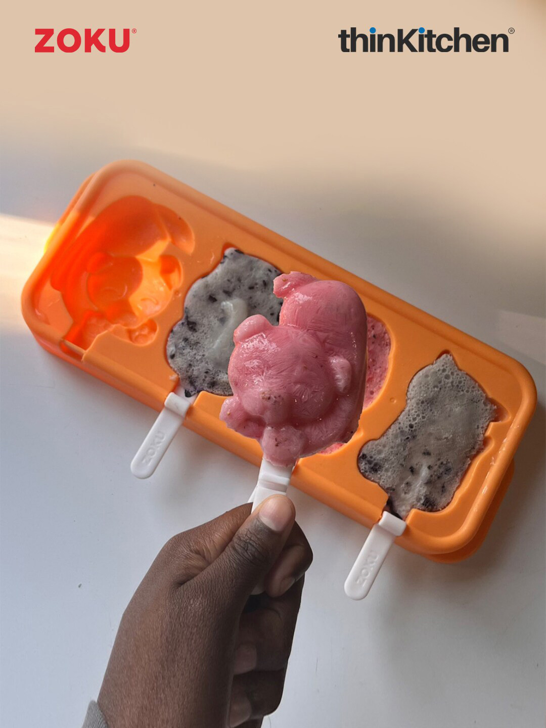 ZOKU Orange Cat & Dog Ice Pop Mould