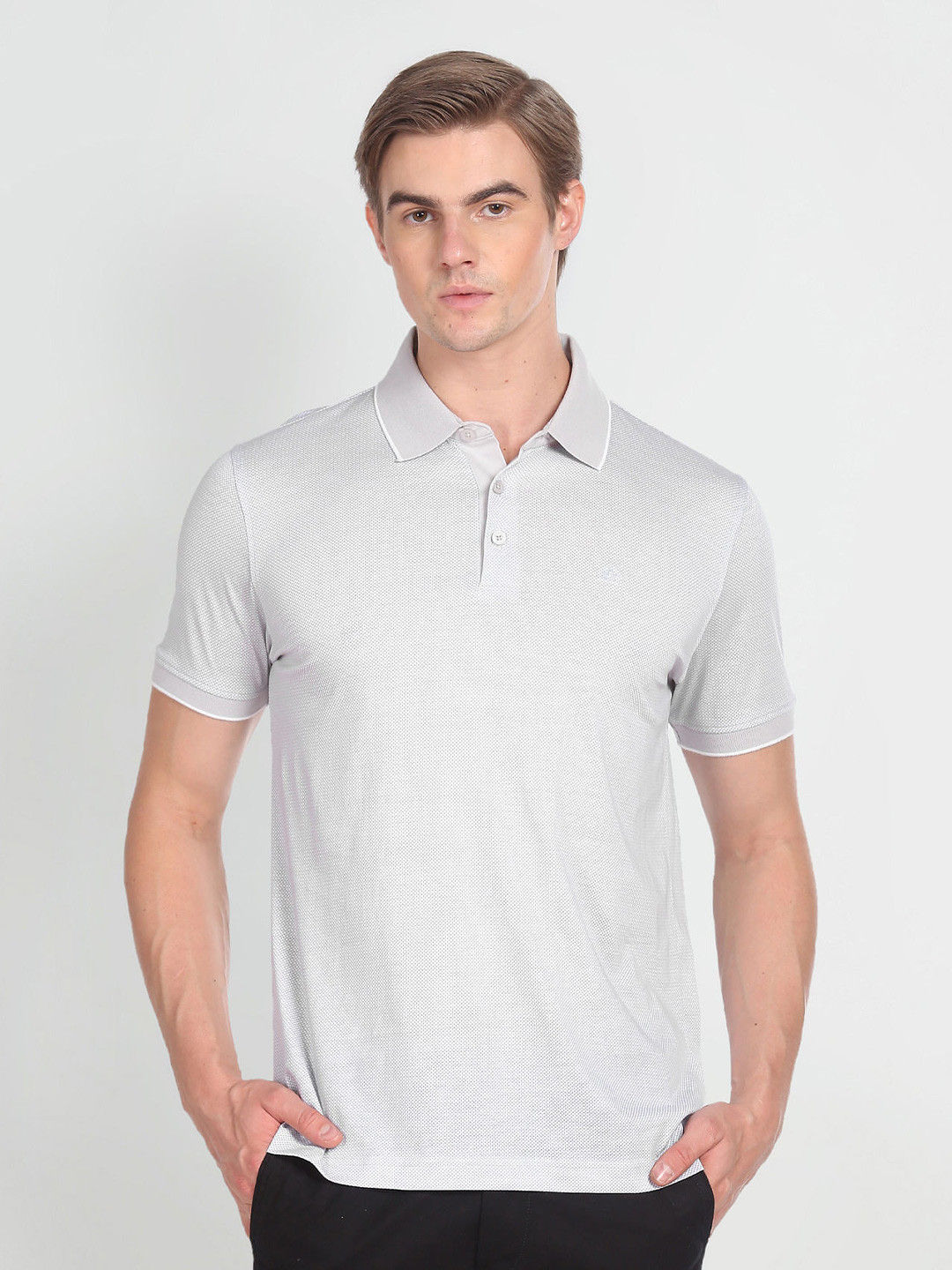 Arrow Geometric Printed Polo Collar Pure Cotton T-shirt