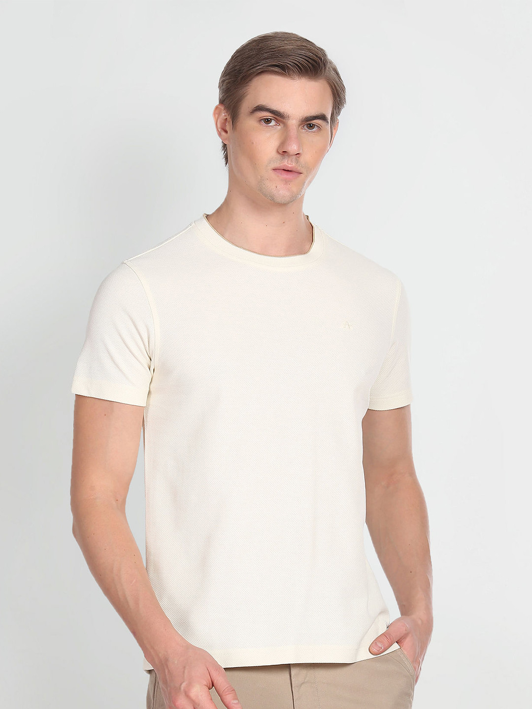 Arrow Round Neck Pure Cotton Casual T-shirt