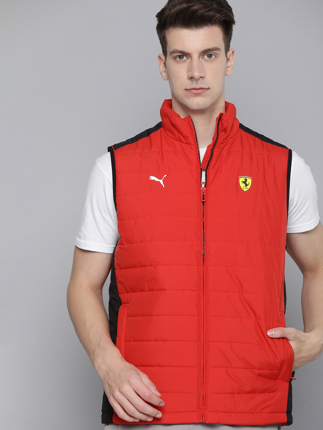 Buy PUMA Motorsport Scuderia Ferrari Race rainCELL Padded Jacket with Patchwork Detail Jackets for Men 24054424 Myntra