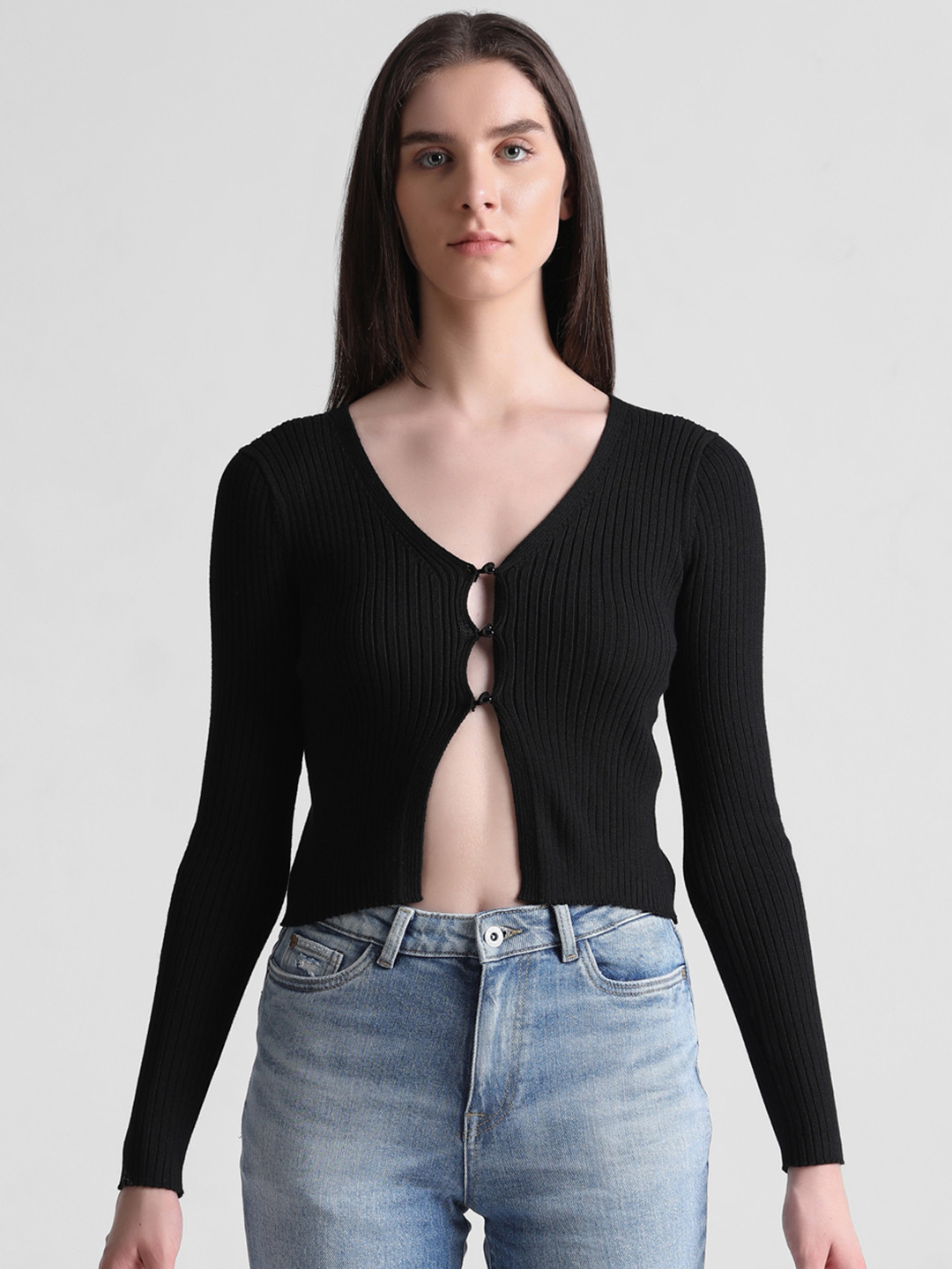 ONLY Onlnima Life Ls Long Sleeves Ribbed Crop Button Cardigan