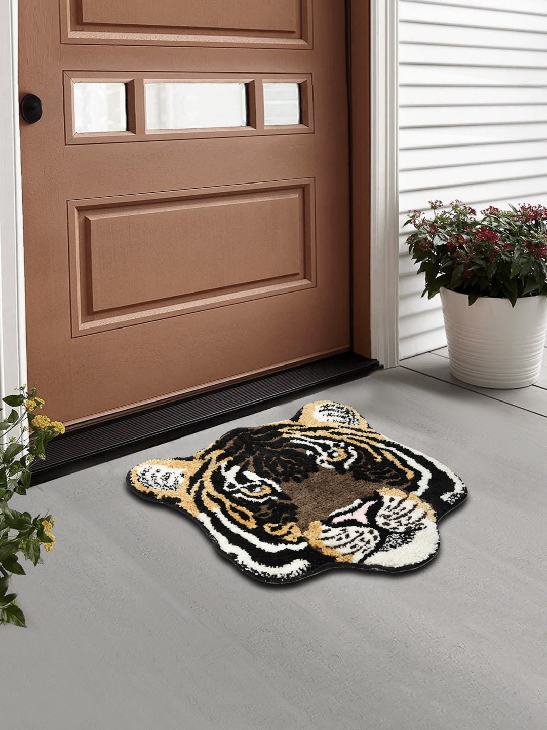 FABINALIV Black Abstract Printed Doormat