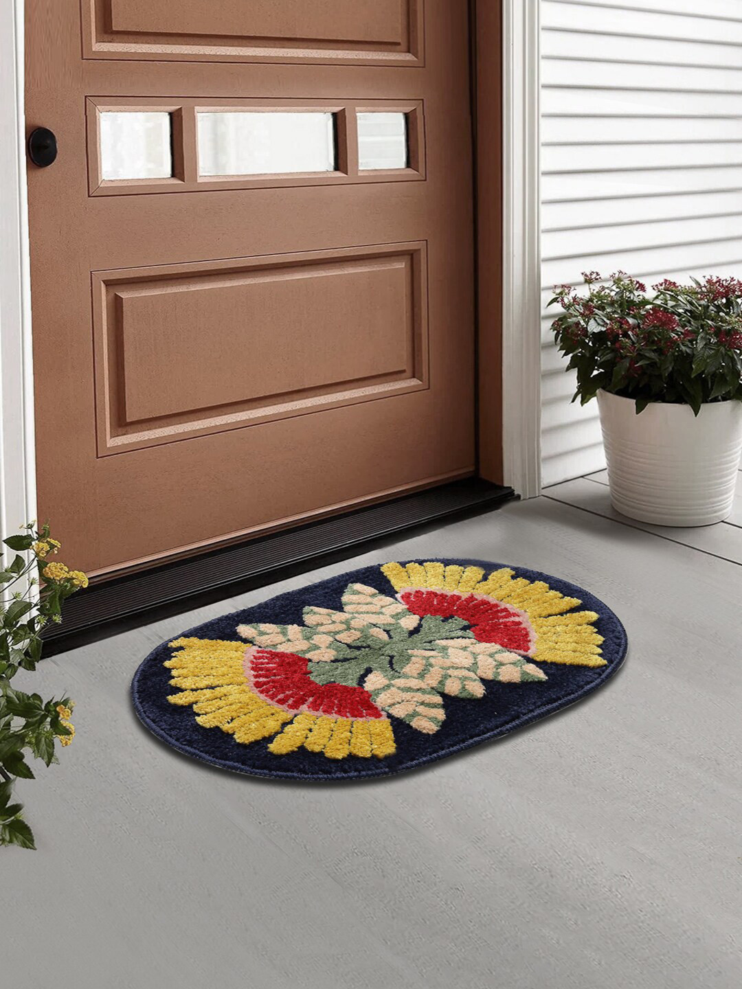 FABINALIV  Yellow Self Design Doormat