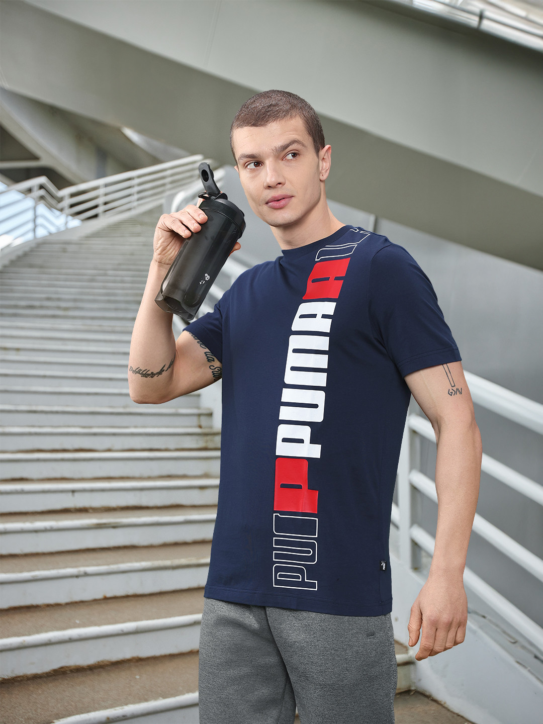 Puma ESS Logo Printed Cotton T-shirt