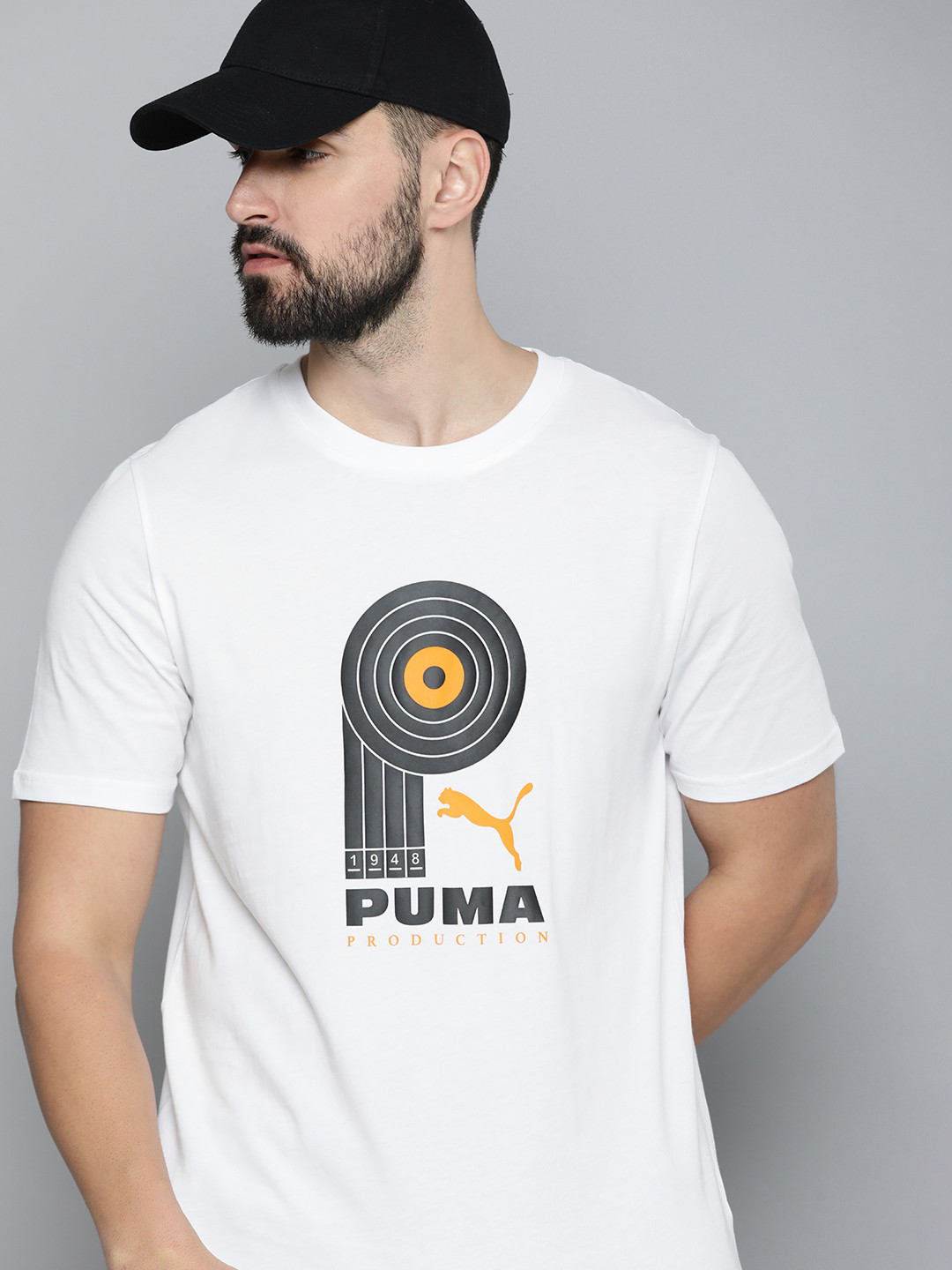 Puma PRODUCTION Graphic Brand Logo Printed Pure Cotton Outdoor T-shirt