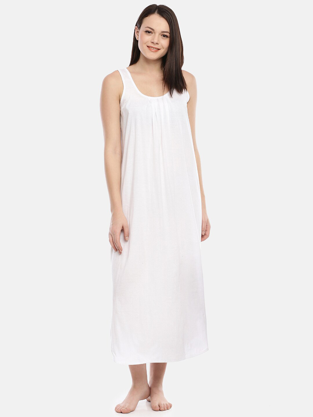 GOLDSTROMS Round Neck Sleeveless Pure Cotton Maxi Nightdress