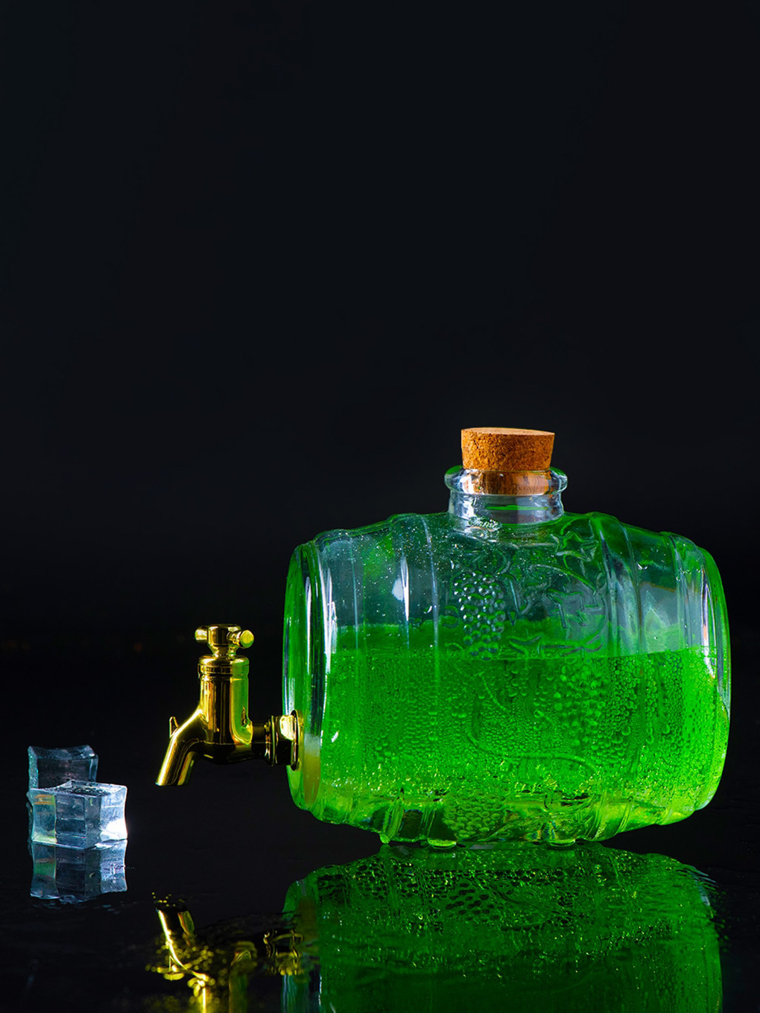 MELBIFY Transparent Glass Barrel Decanter With Tap 1L