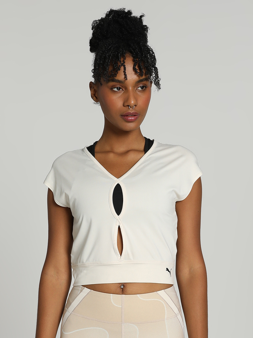 Puma Studio Yogini Lite Trend Extended Sleeves Cut-Out Yoga Crop Top
