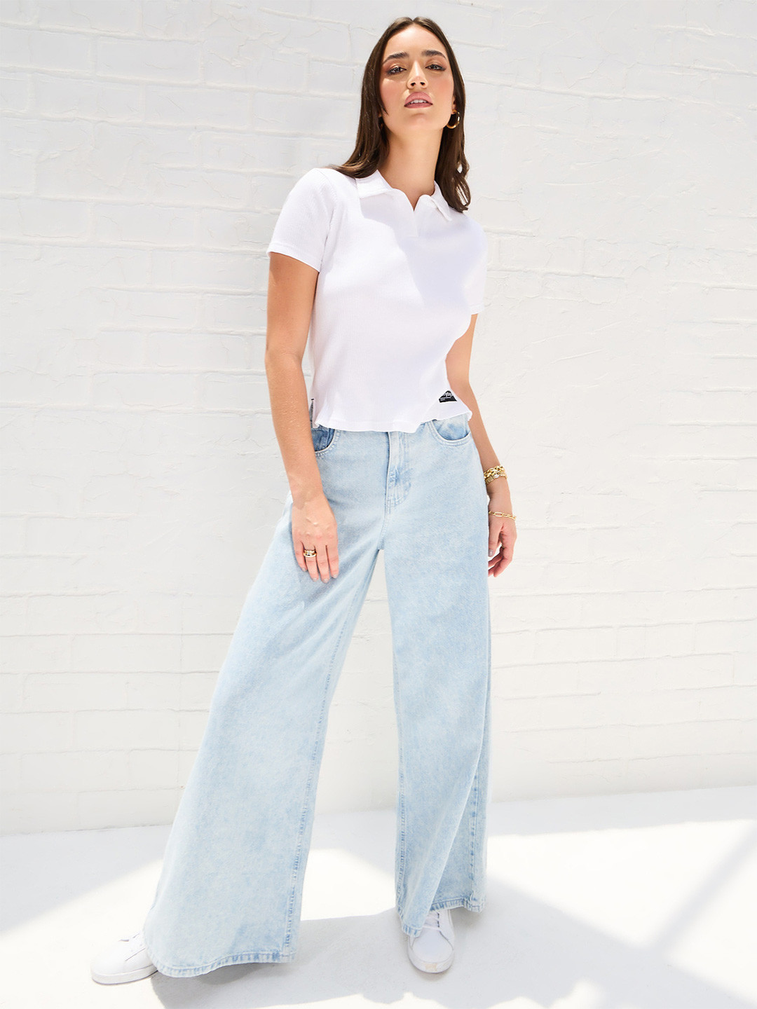 Styli Self Design Polo Collar T-shirt