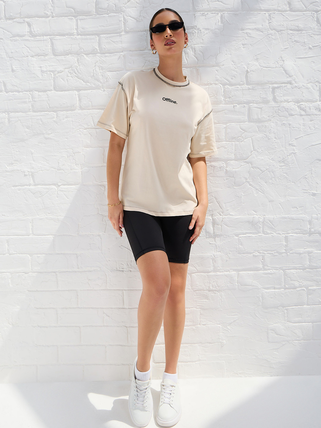 Styli Round Neck Oversized Drop Shoulder Sleeves T-Shirt