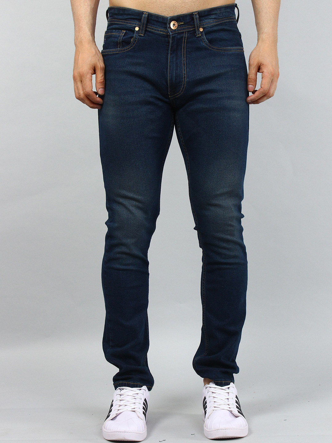 TIM PARIS Comfort Light Fade Mid-Rise Slim Fit Cotton Stretchable Jeans